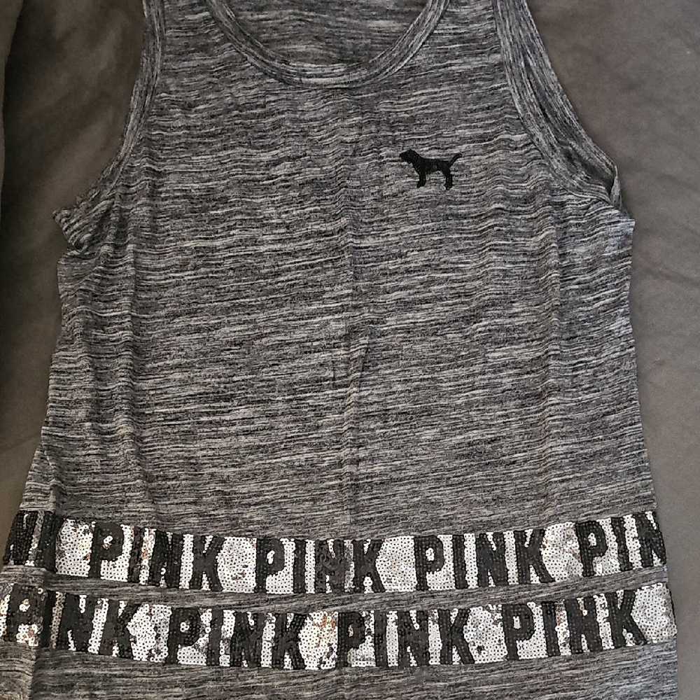 PINK Victoria's Secret Y2K Heathered Tank with sequins